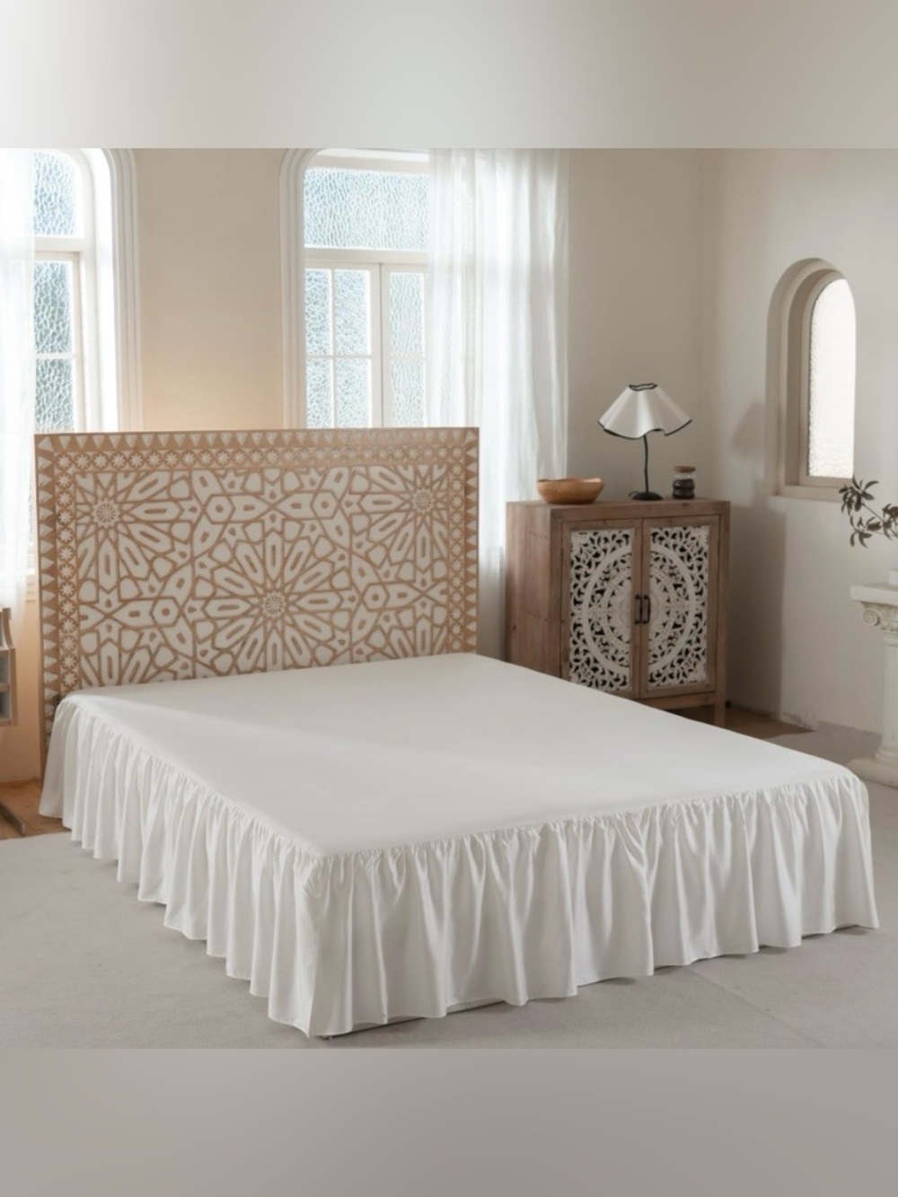 FULL SIZE Bed Skirt 14” Drop with 100% Viscose Ruffle - WHITE